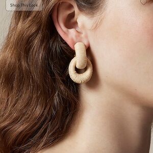 J. Crew Beige Textured Hoop Earrings